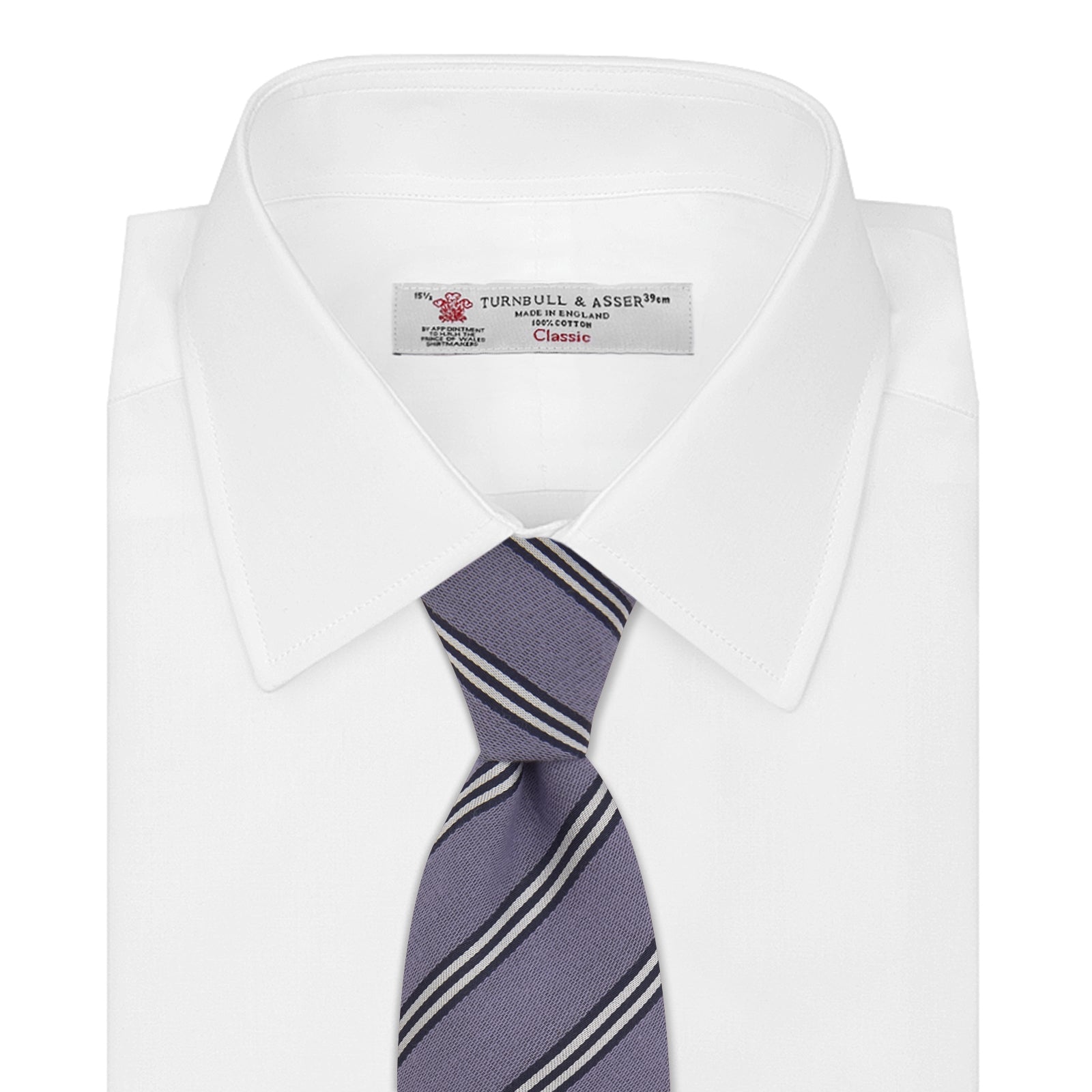View 2 of product Lilac Diagonal Stripe Cotton and Silk Tie
