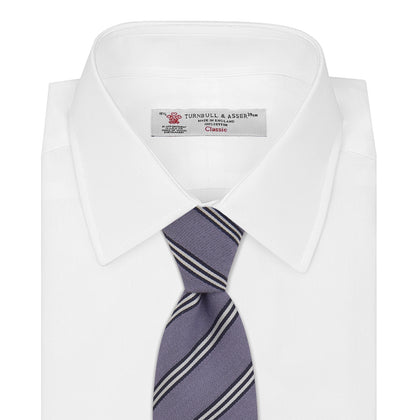 Lilac Diagonal Stripe Cotton and Silk Tie