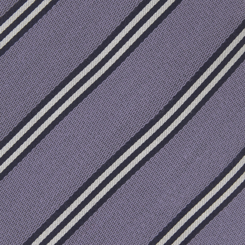 Lilac Diagonal Stripe Cotton and Silk Tie