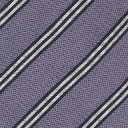 Lilac Diagonal Stripe Cotton and Silk Tie Image 2