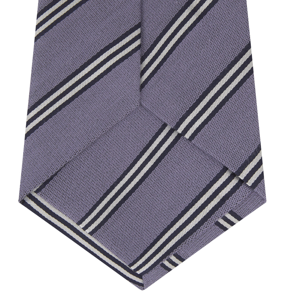 Lilac Diagonal Stripe Cotton and Silk Tie