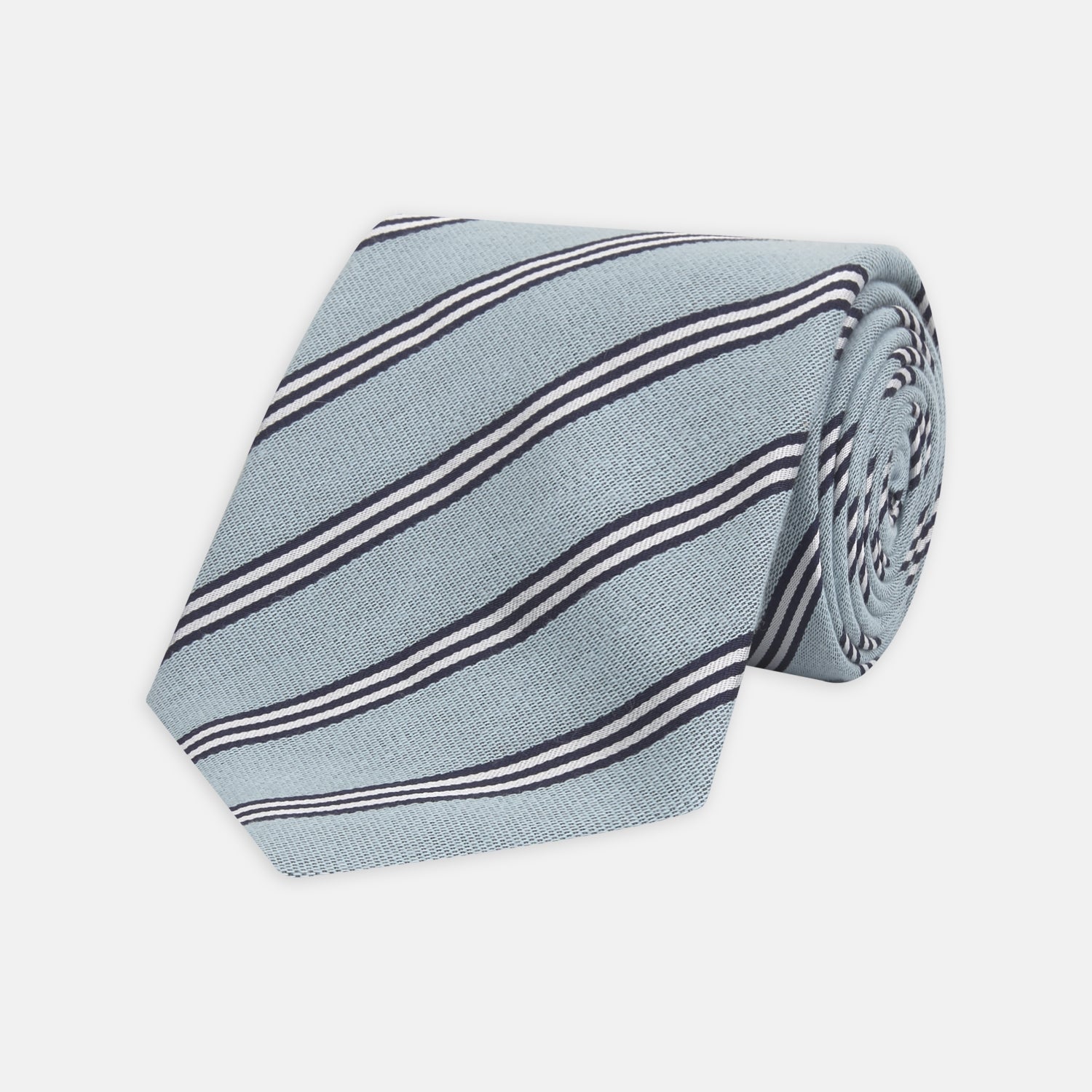 View 1 of product Powder Blue Diagonal Stripe Cotton and Silk Tie
