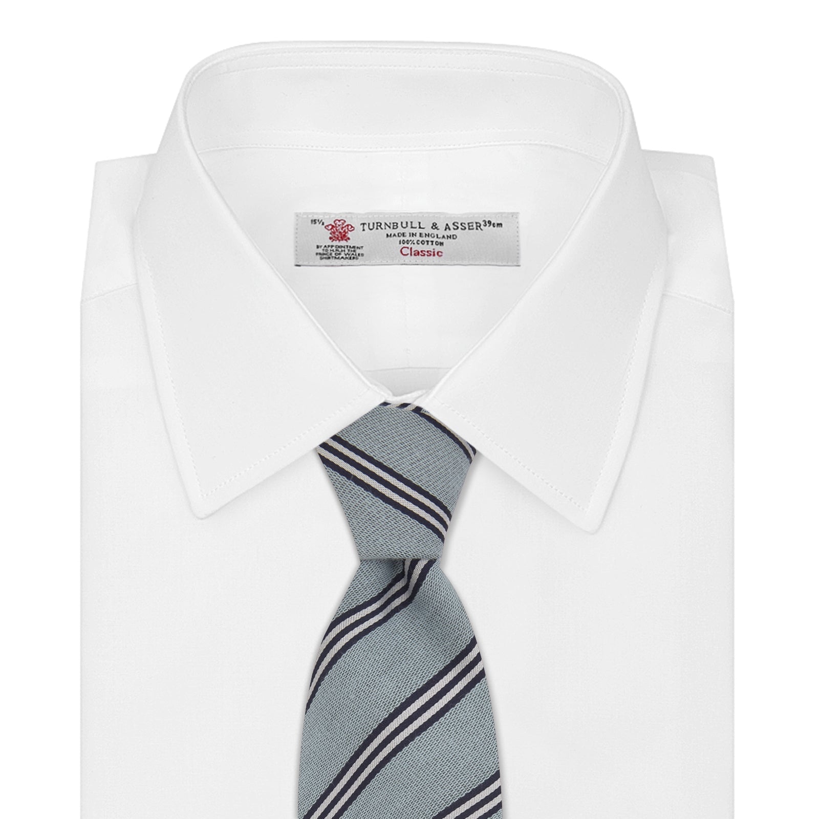 View 2 of product Powder Blue Diagonal Stripe Cotton and Silk Tie