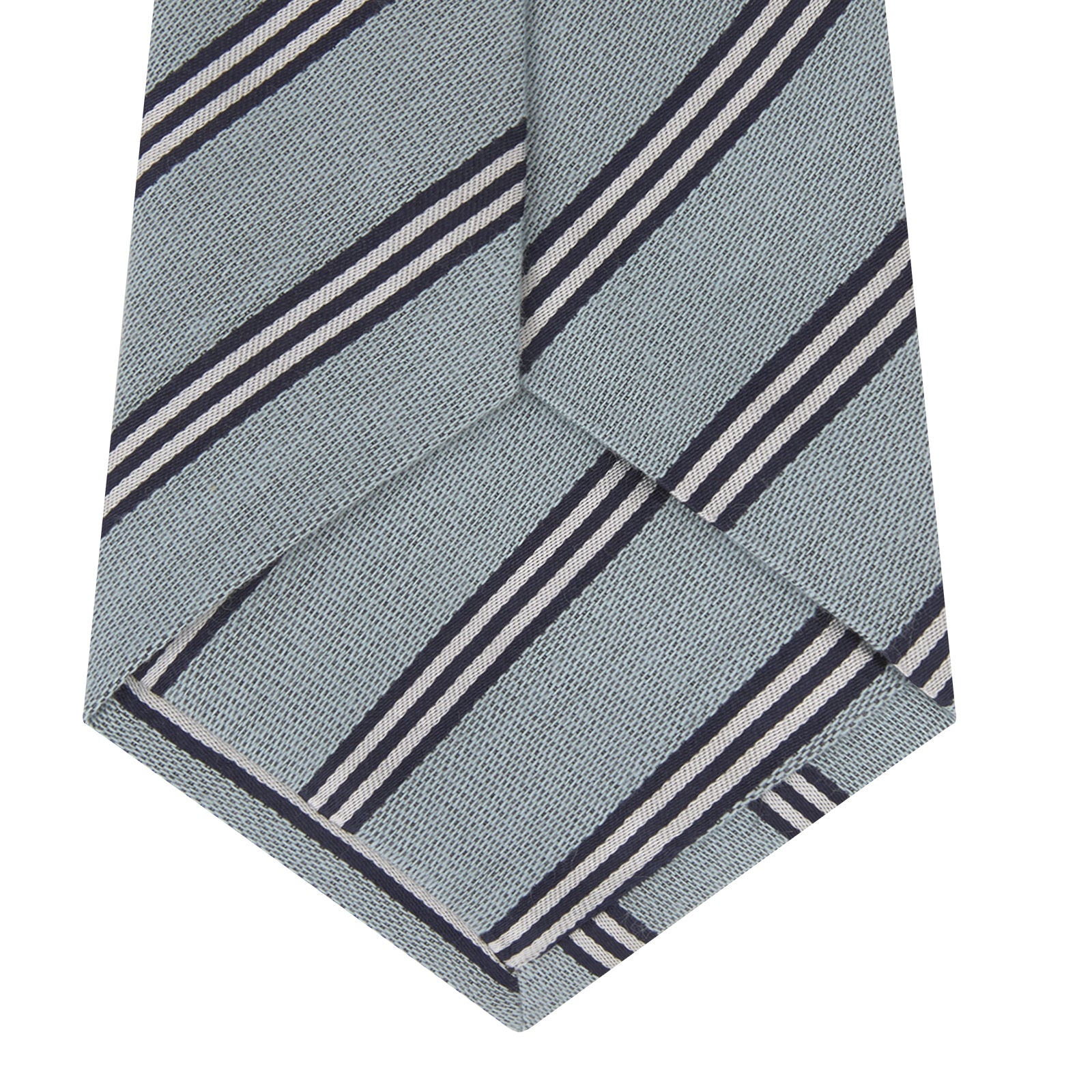 View 4 of product Powder Blue Diagonal Stripe Cotton and Silk Tie