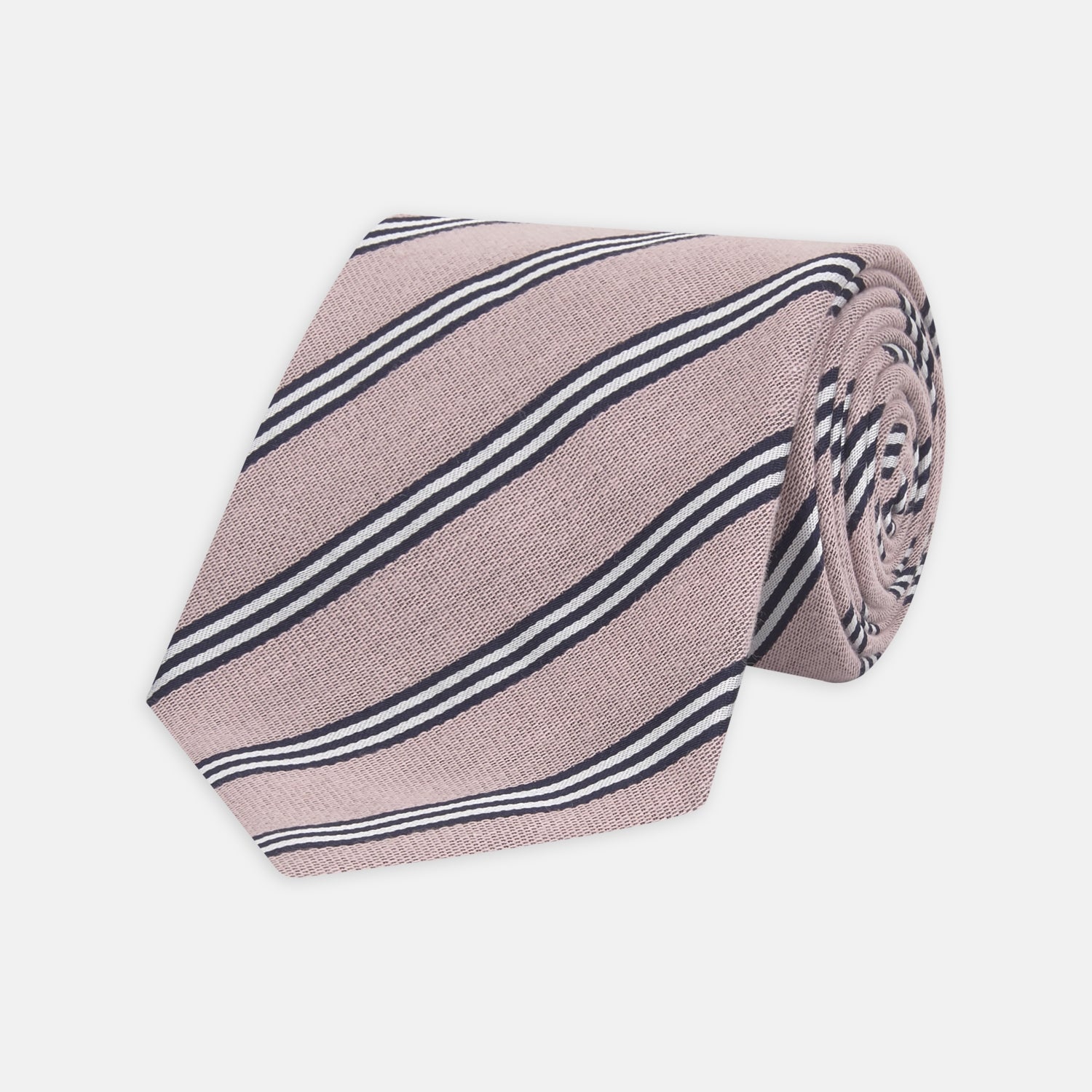 View 1 of product Pastel Pink Diagonal Stripe Cotton and Silk Tie