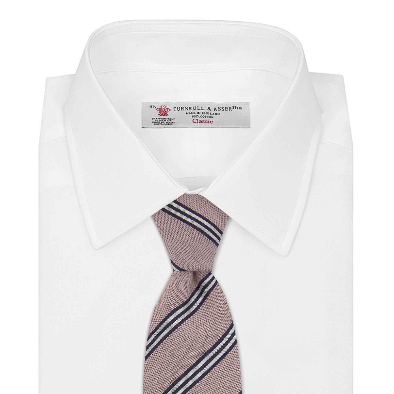 View 2 of product Pastel Pink Diagonal Stripe Cotton and Silk Tie