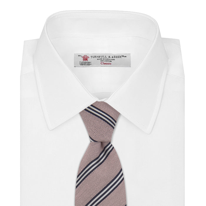Pastel Pink Diagonal Stripe Cotton and Silk Tie Image 1