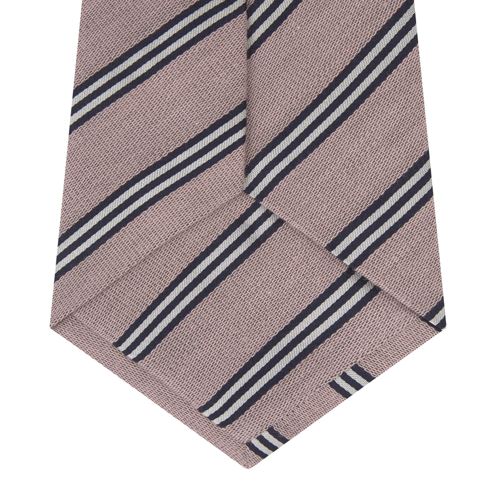Pastel Pink Diagonal Stripe Cotton and Silk Tie