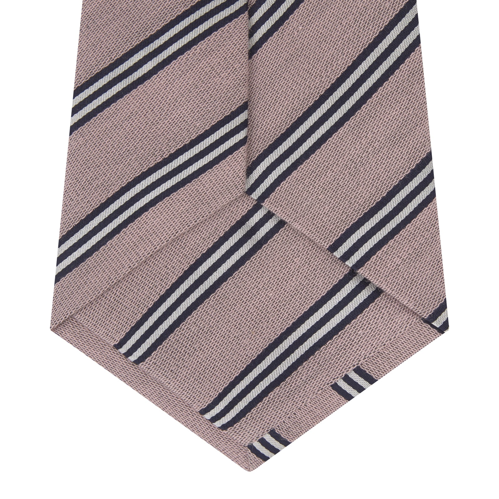 View 4 of product Pastel Pink Diagonal Stripe Cotton and Silk Tie