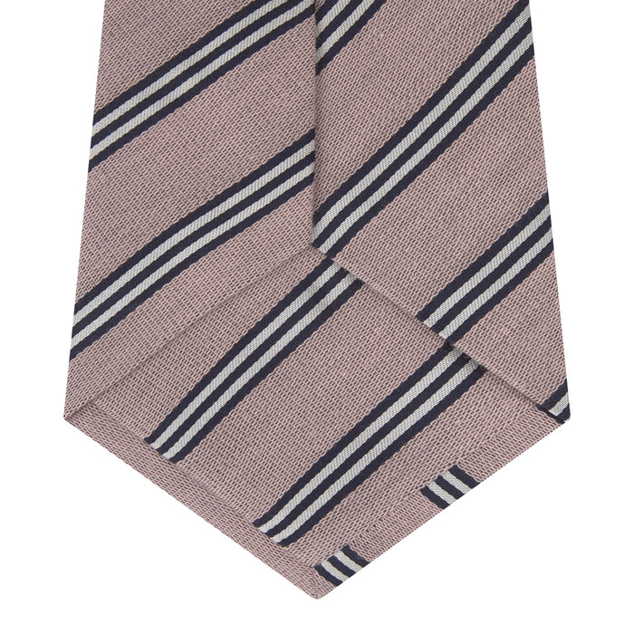 Pastel Pink Diagonal Stripe Cotton and Silk Tie Image 3