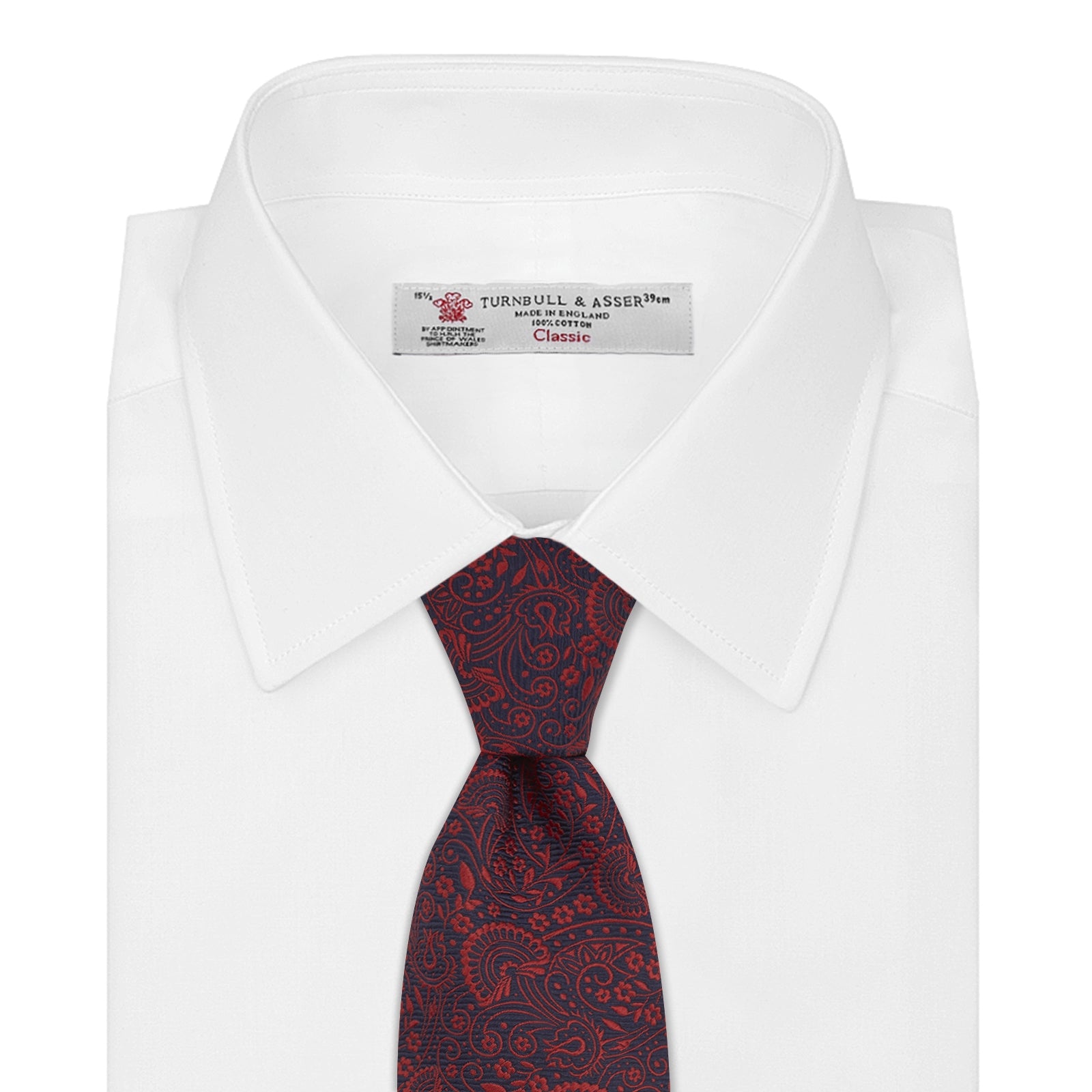 Red and Navy Tonal Paisley Silk Tie