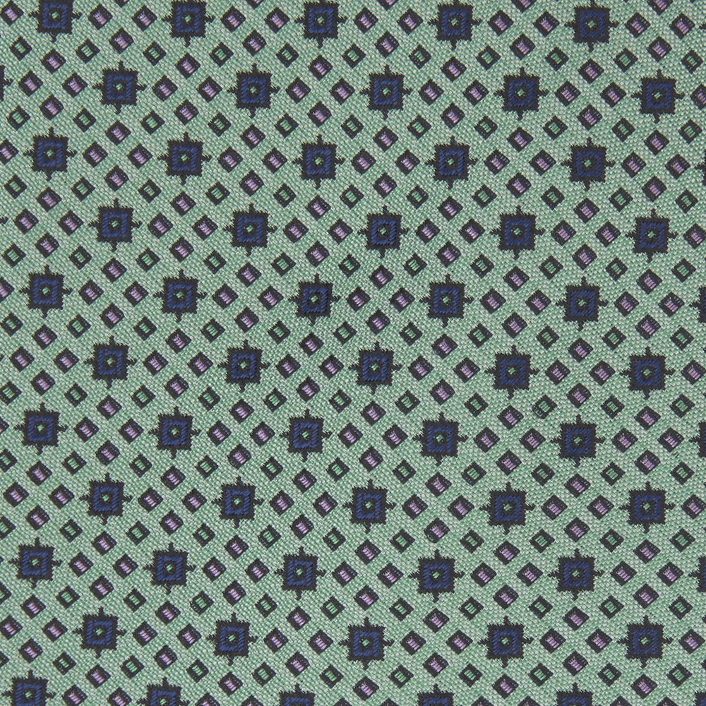 Leaf Green Geometric Silk Tie