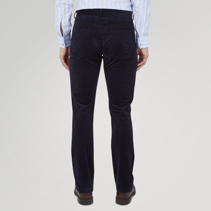 Navy Cotton Cashmere Corduroy 5-Pocket Trousers Image 2