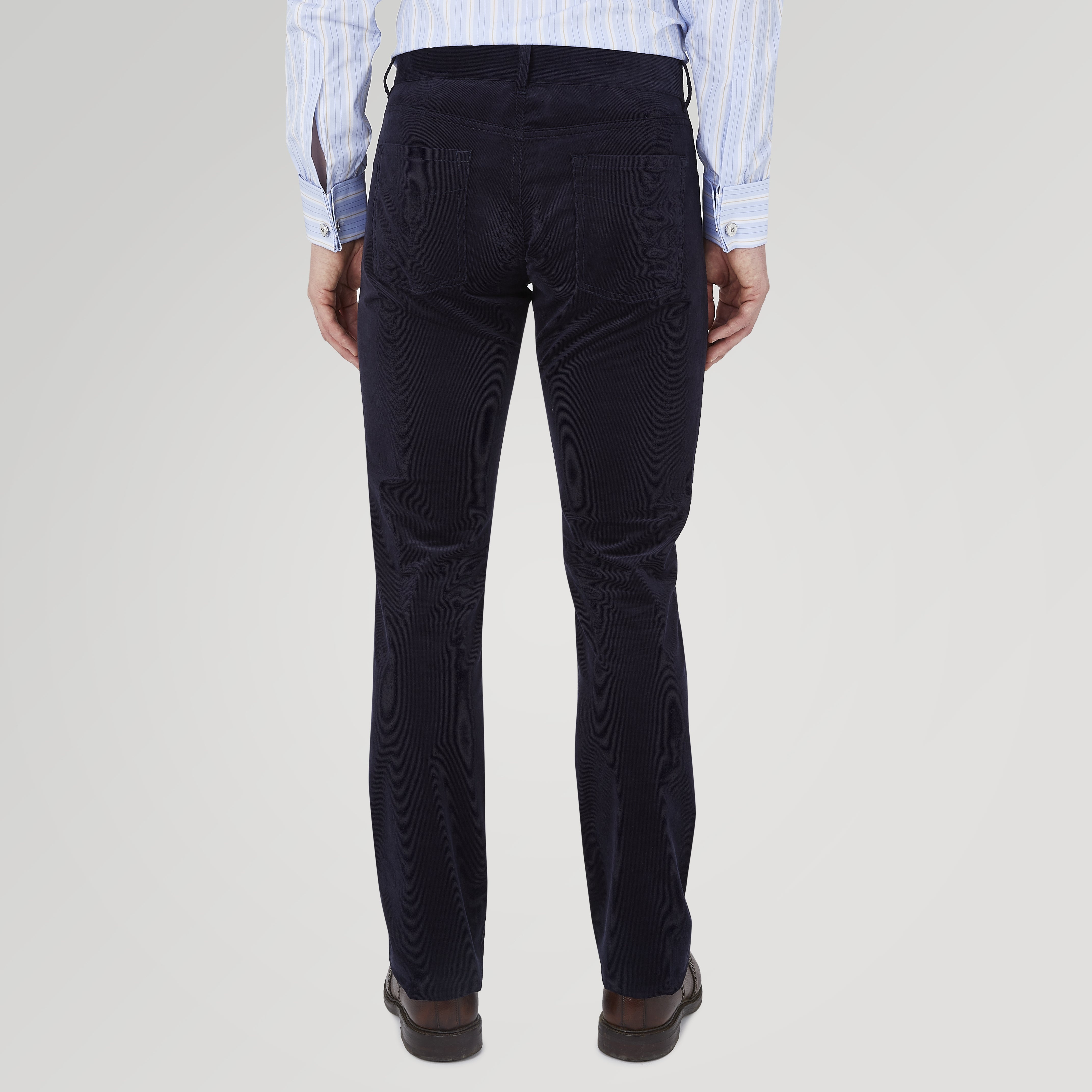 View 3 of product Navy Cotton Cashmere Corduroy 5-Pocket Trousers