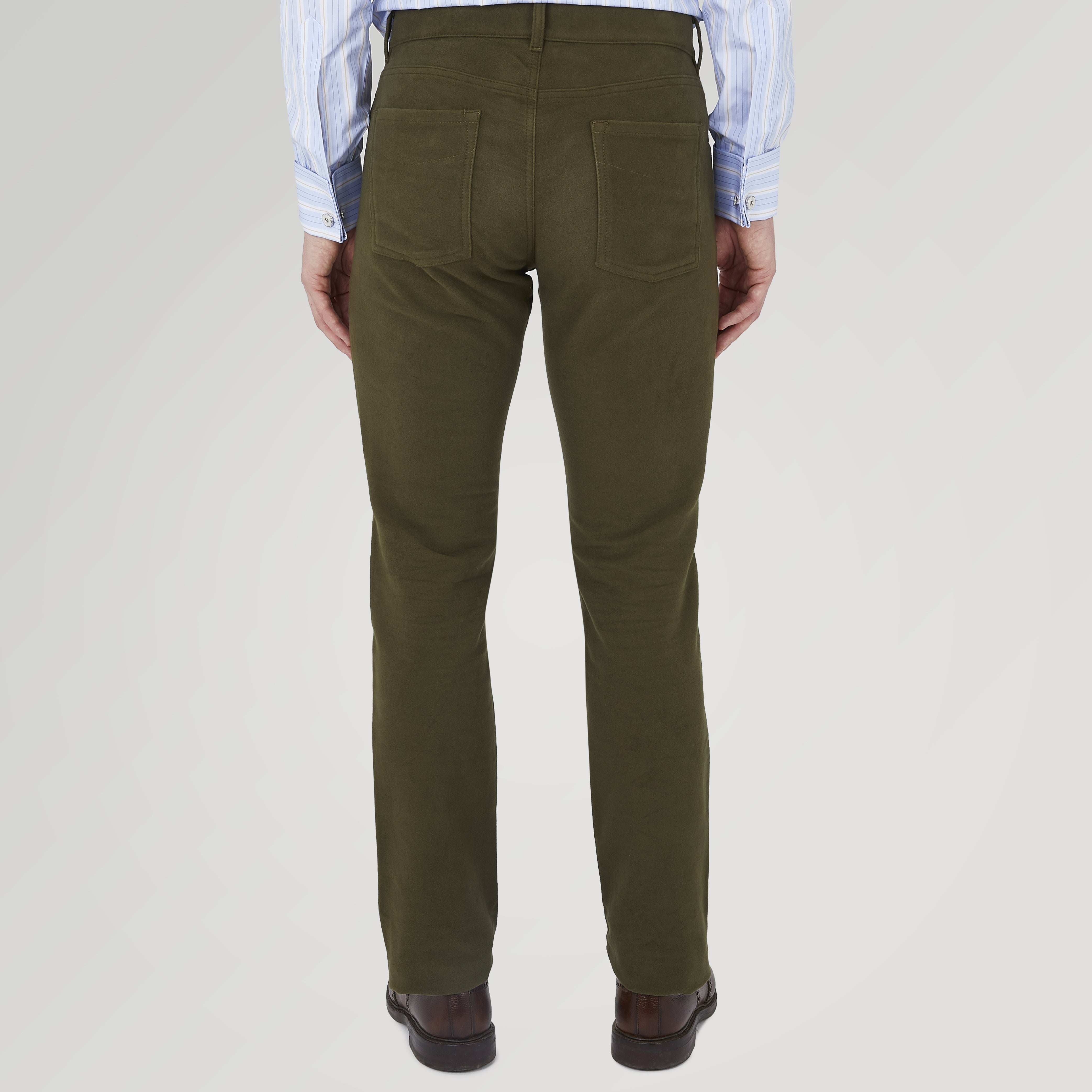 View 3 of product Hanley Dark Olive Moleskin 5-Pocket Trousers