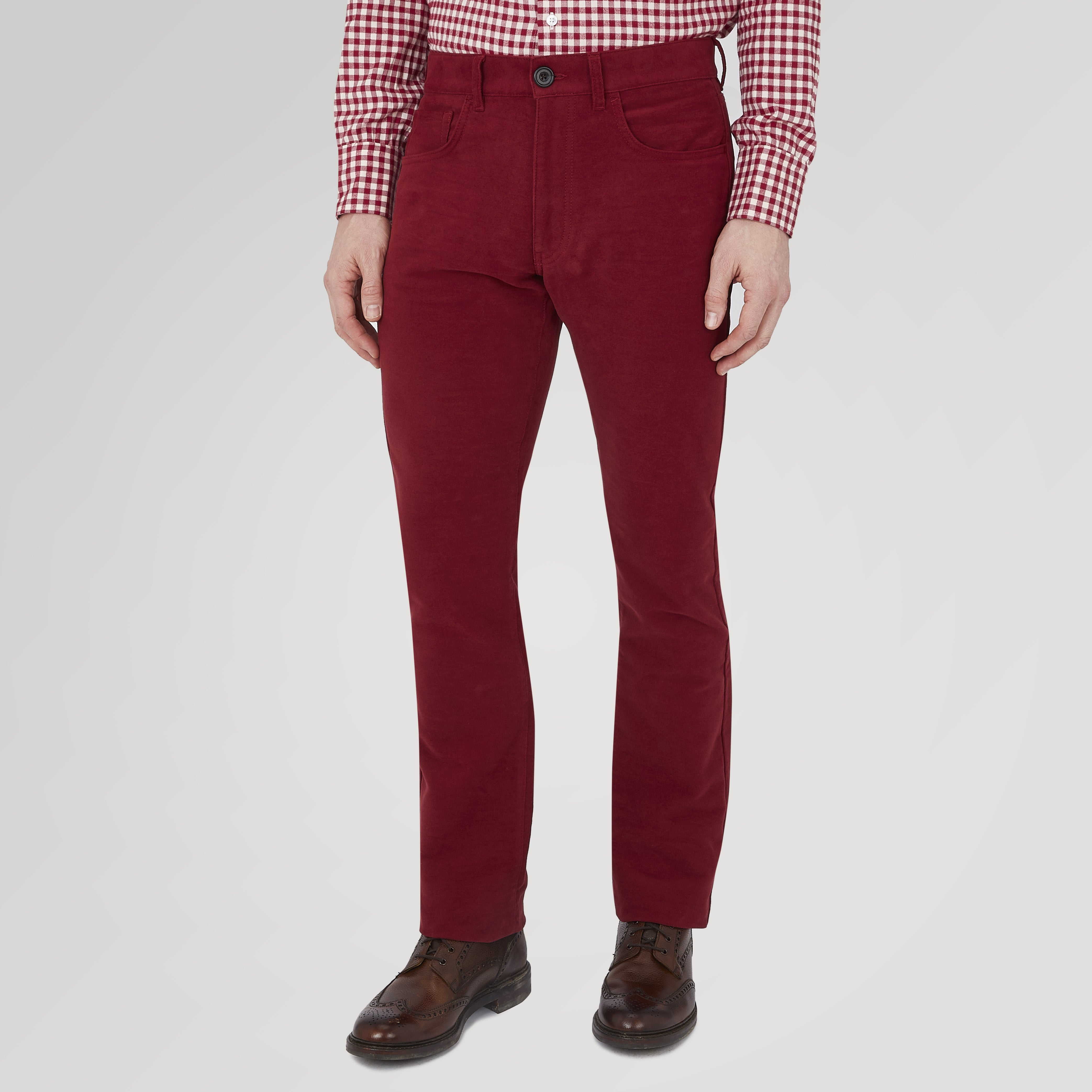 View 2 of product Hanley Maroon Moleskin 5-Pocket Trousers