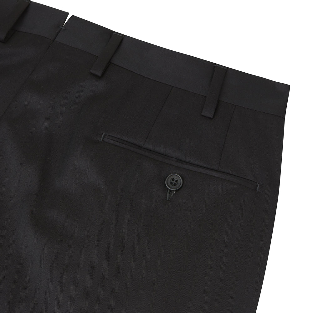 Brown Worsted Wool Pleated Formal Trousers