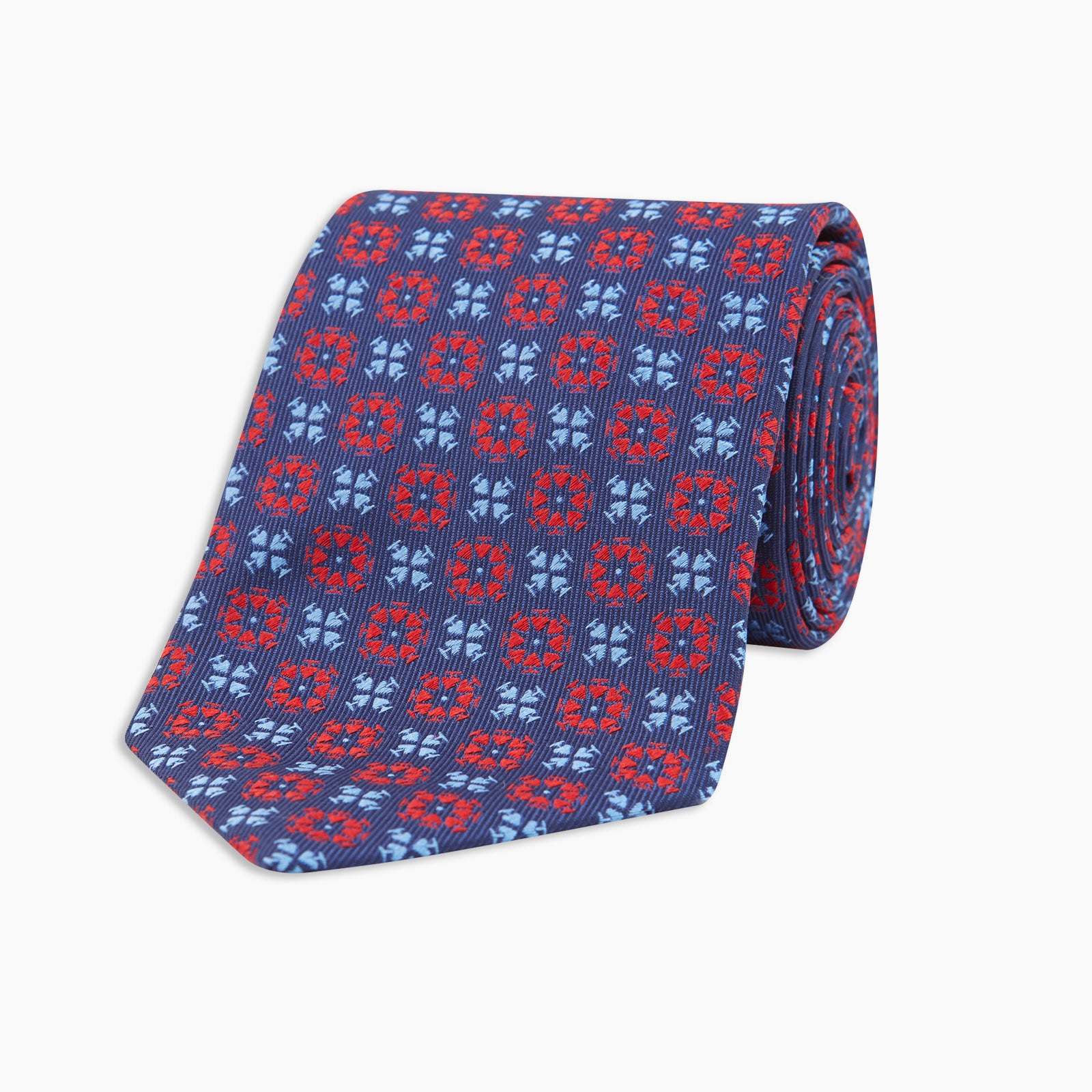 Ace Circles Navy and Red Silk Tie