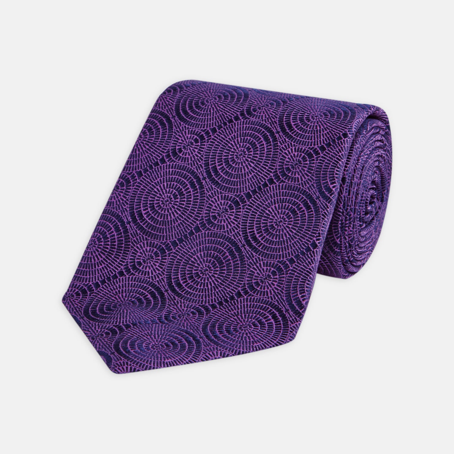 Spiral Circles Purple Silk Tie