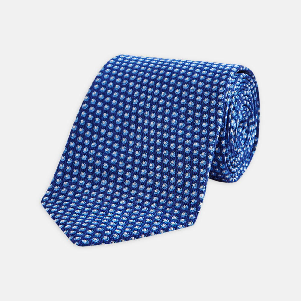 Micro Circles Blue Silk Tie