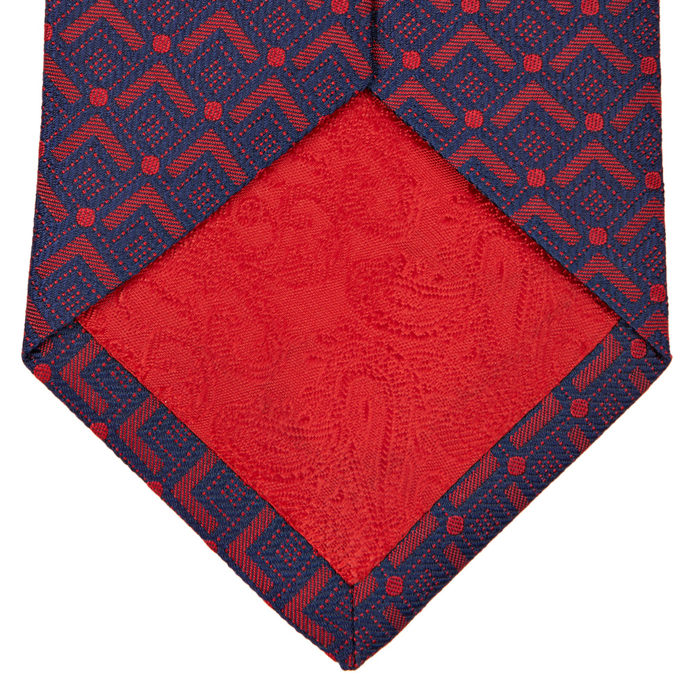 Rounded Cubes Navy and Red Silk Tie