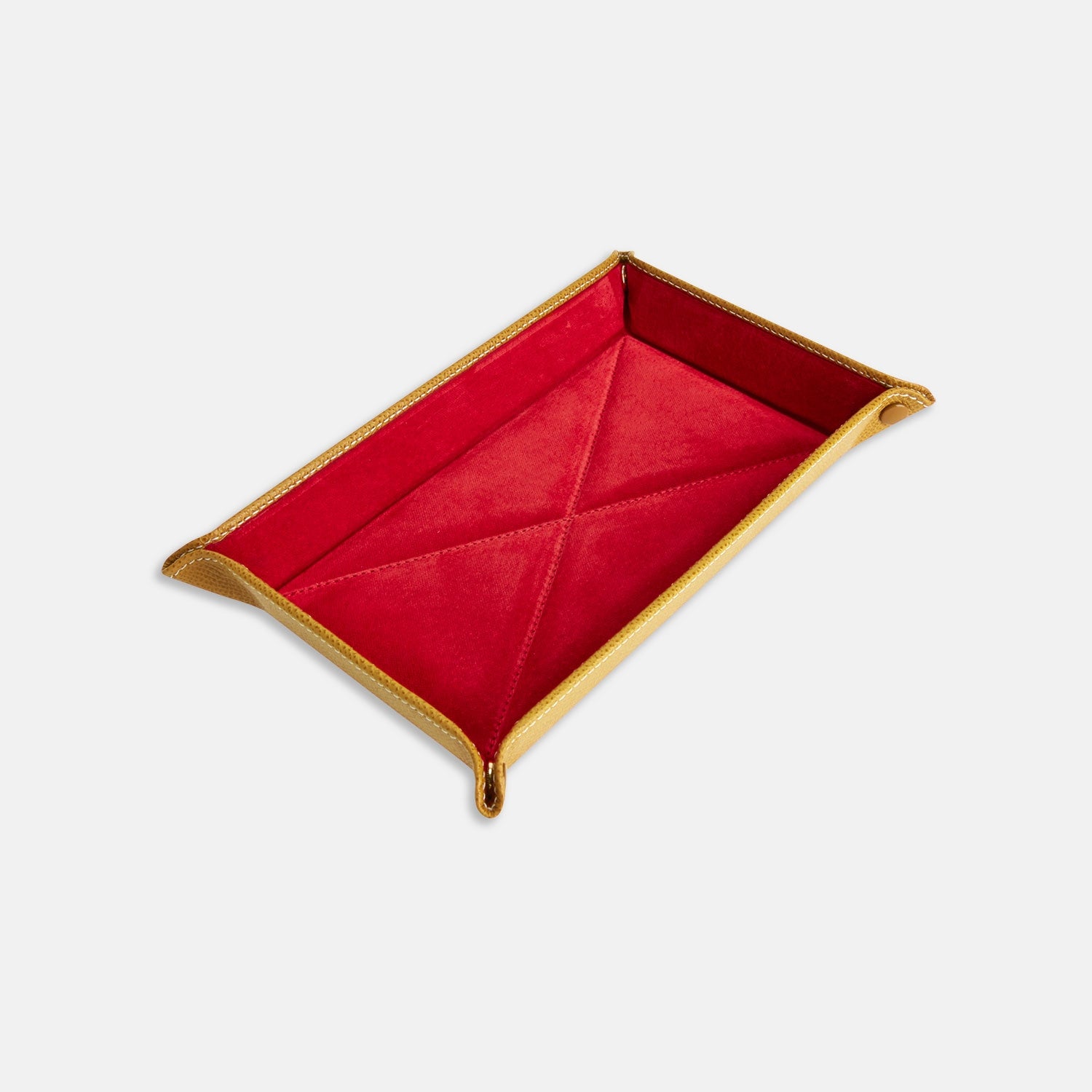 Yellow and Red Rectangular Leather Travel Tray