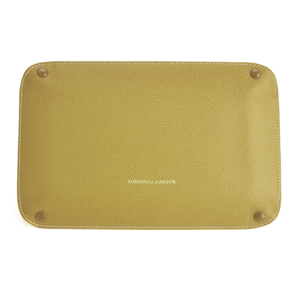 Yellow and Red Rectangular Leather Travel Tray