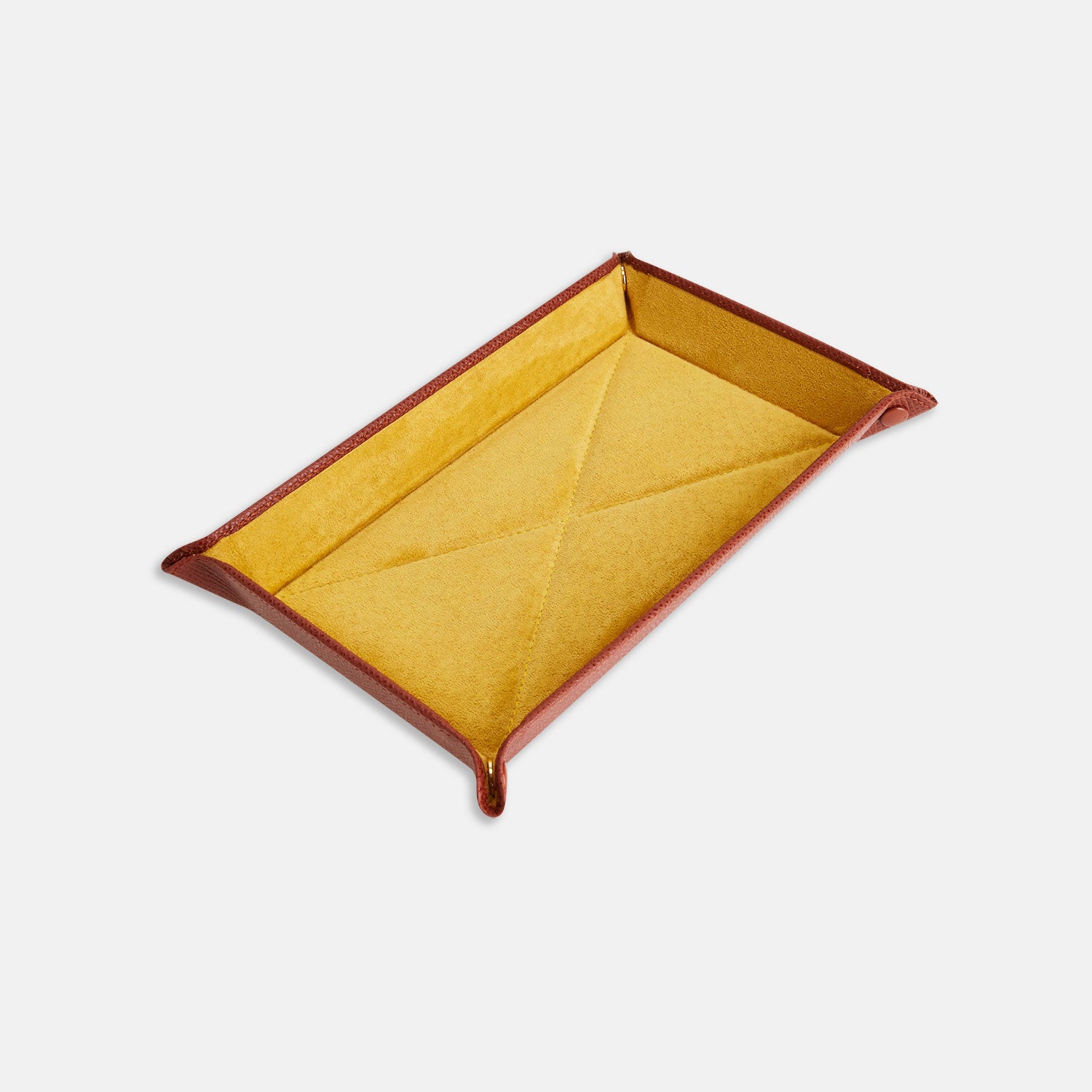 Brown and Yellow Rectangular Leather Travel Tray