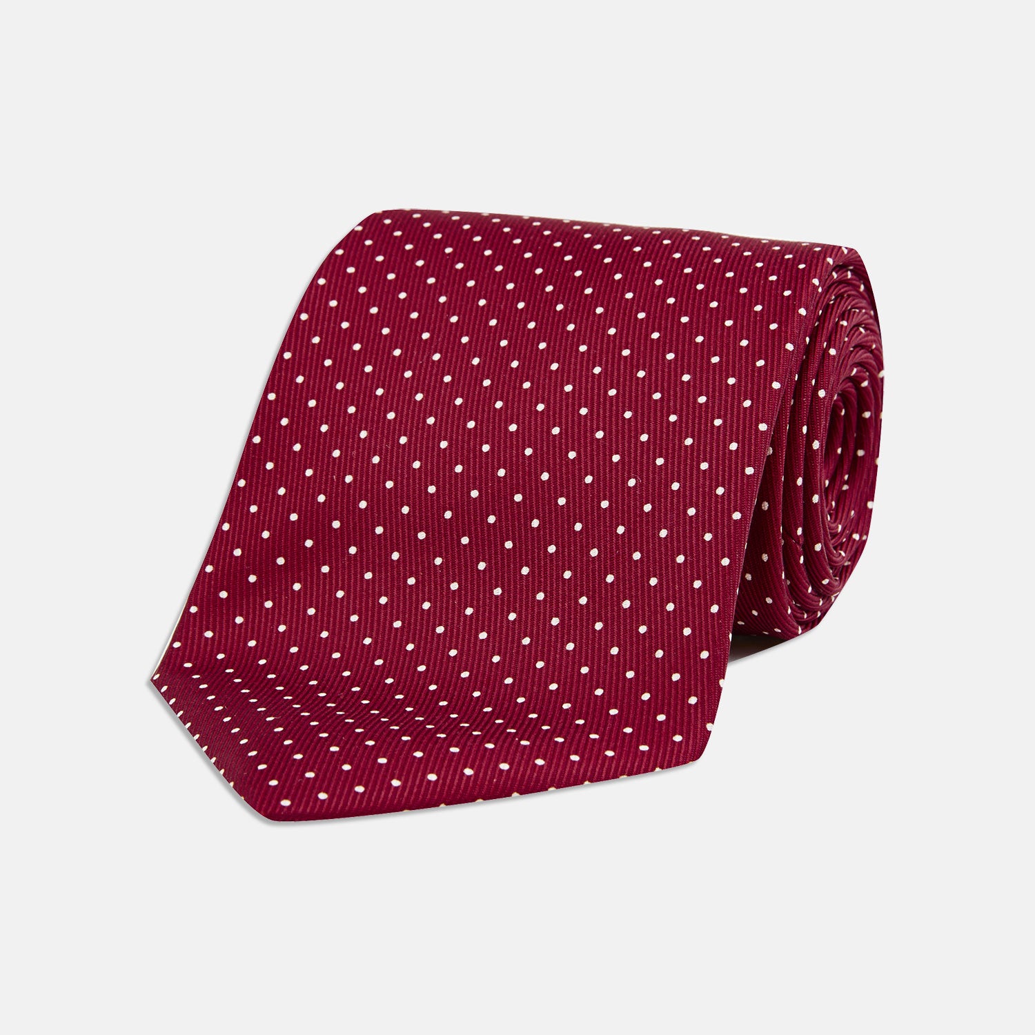 View 1 of product Burgundy and White Small Spot Printed Silk Tie