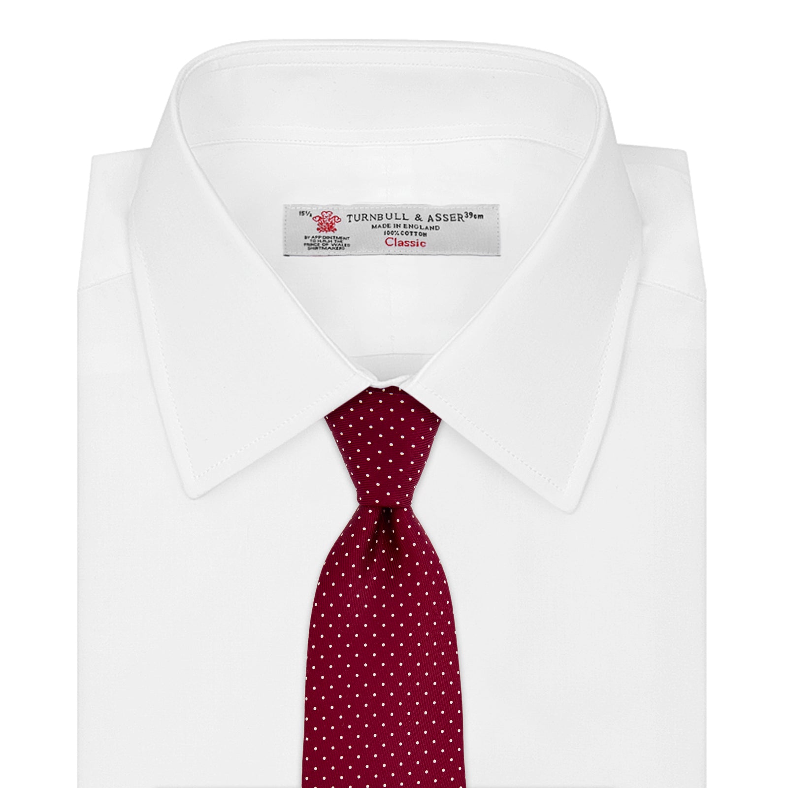View 2 of product Burgundy and White Small Spot Printed Silk Tie