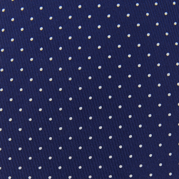 Blue and White Small Spot Printed Silk Tie Image 2
