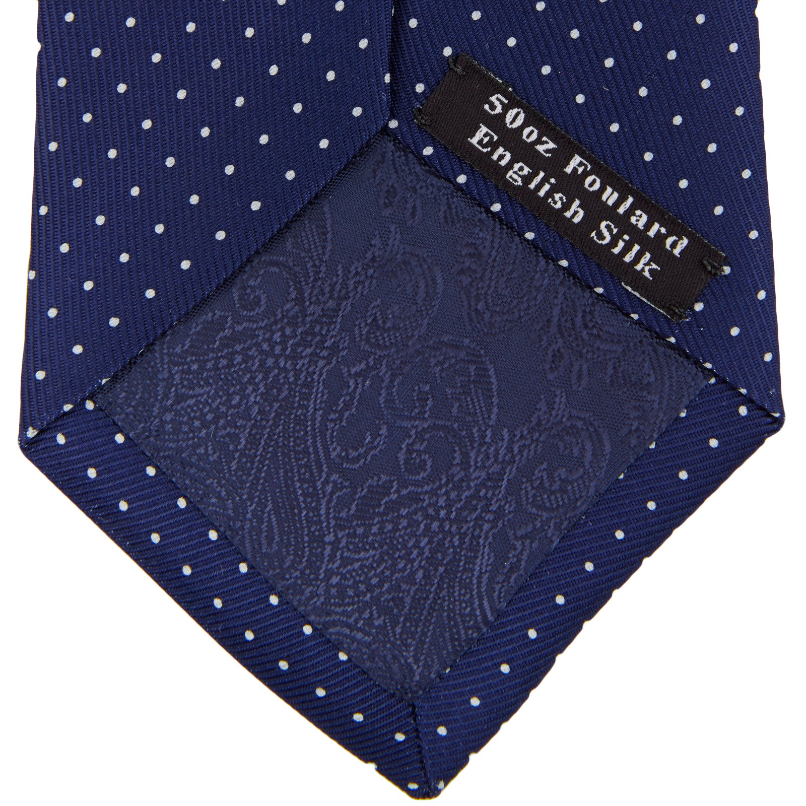 View 4 of product Blue and White Small Spot Printed Silk Tie
