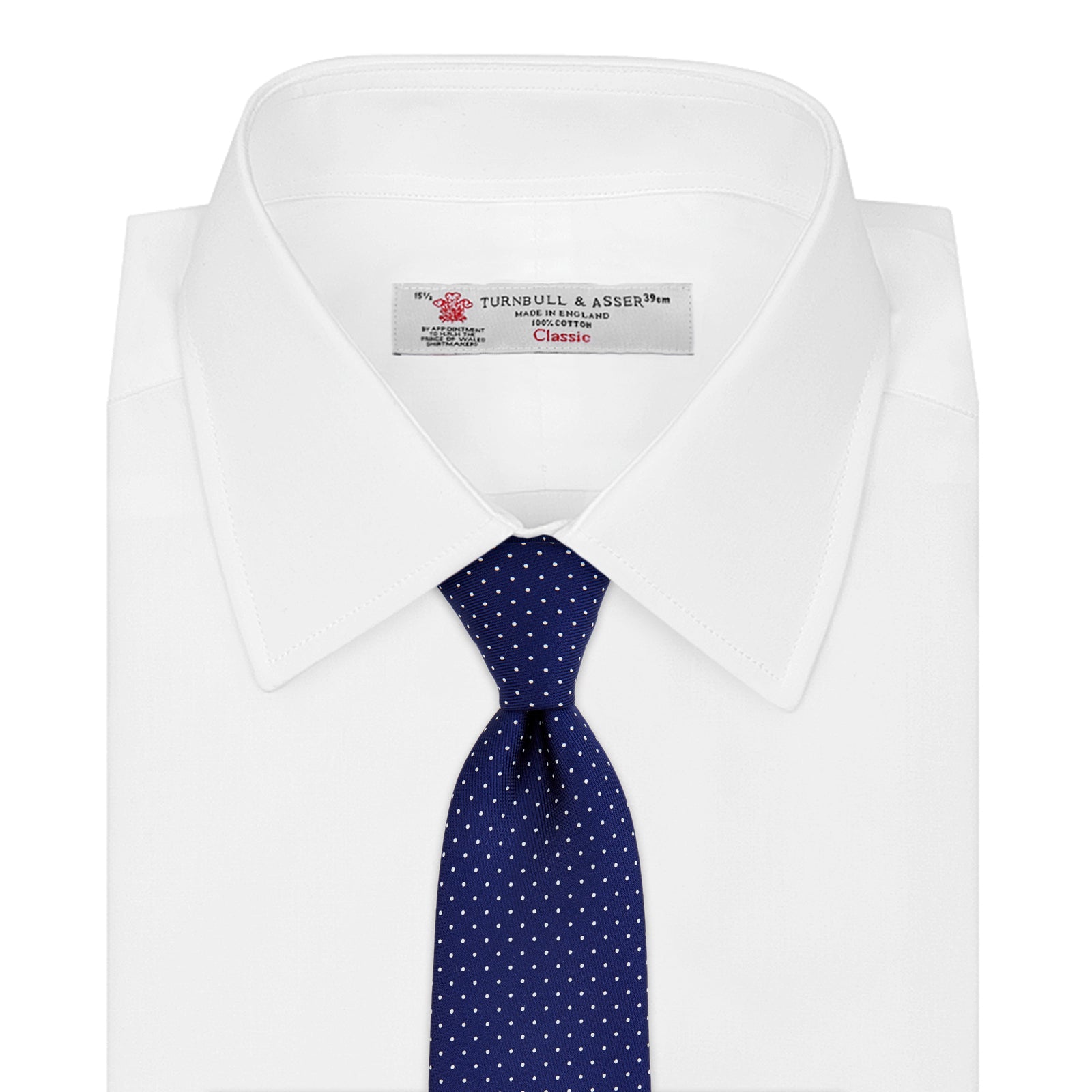 View 2 of product Blue and White Small Spot Printed Silk Tie