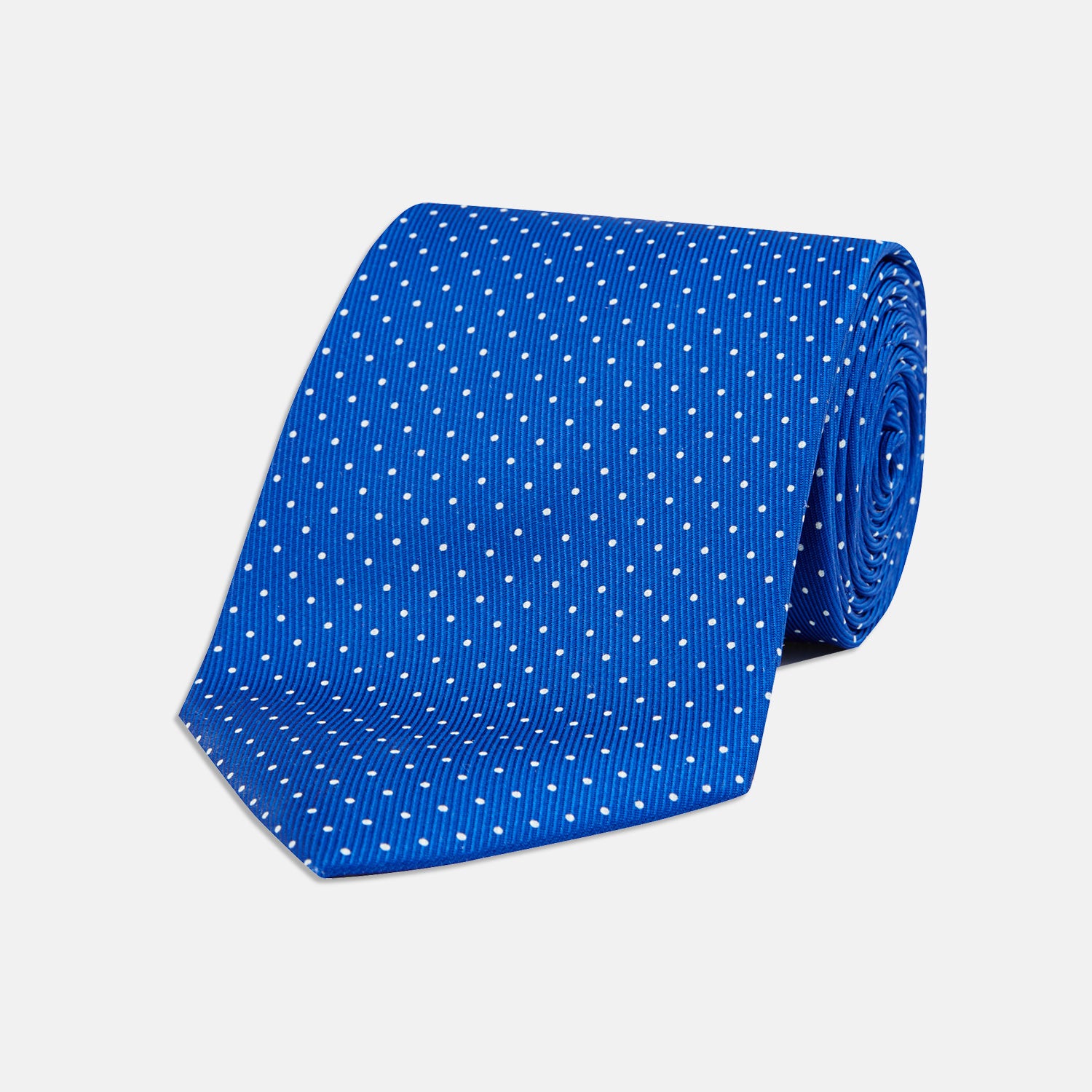 View 1 of product Royal Blue and White Small Spot Printed Silk Tie