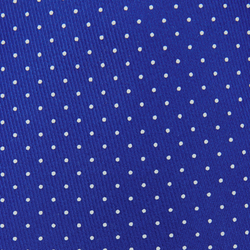 Slim Royal Blue and White Small Spot Printed Silk Tie