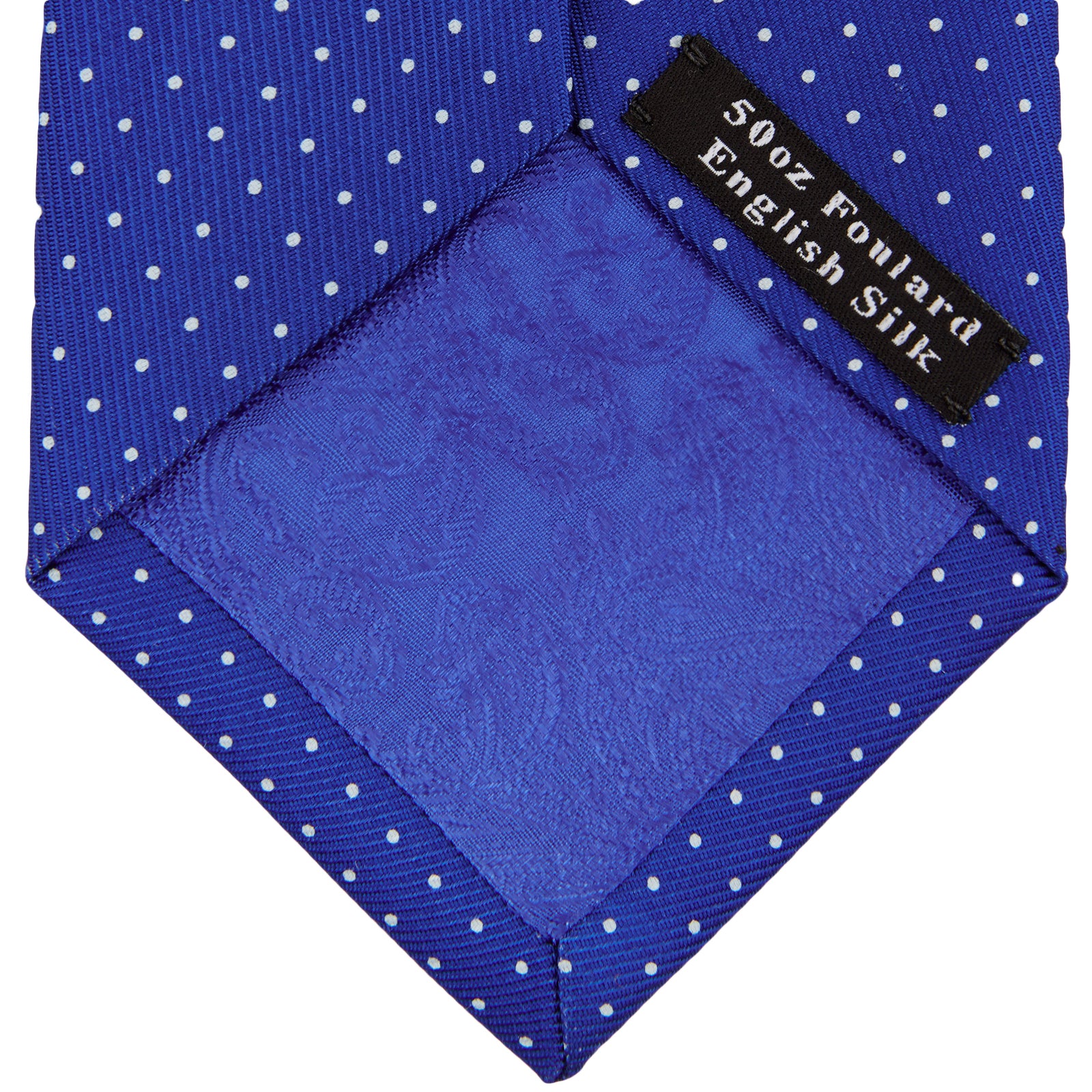 View 4 of product Slim Royal Blue and White Small Spot Printed Silk Tie