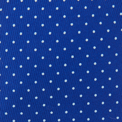 Royal Blue and White Small Spot Printed Silk Tie Image 2