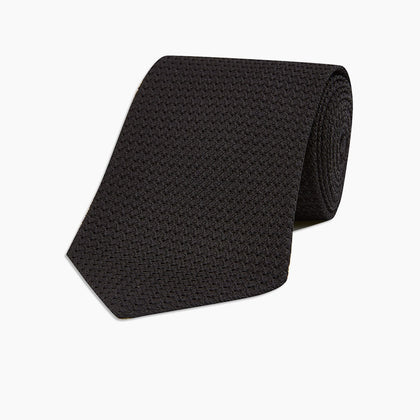 Slim Black Grenadine Silk Tie Image 4