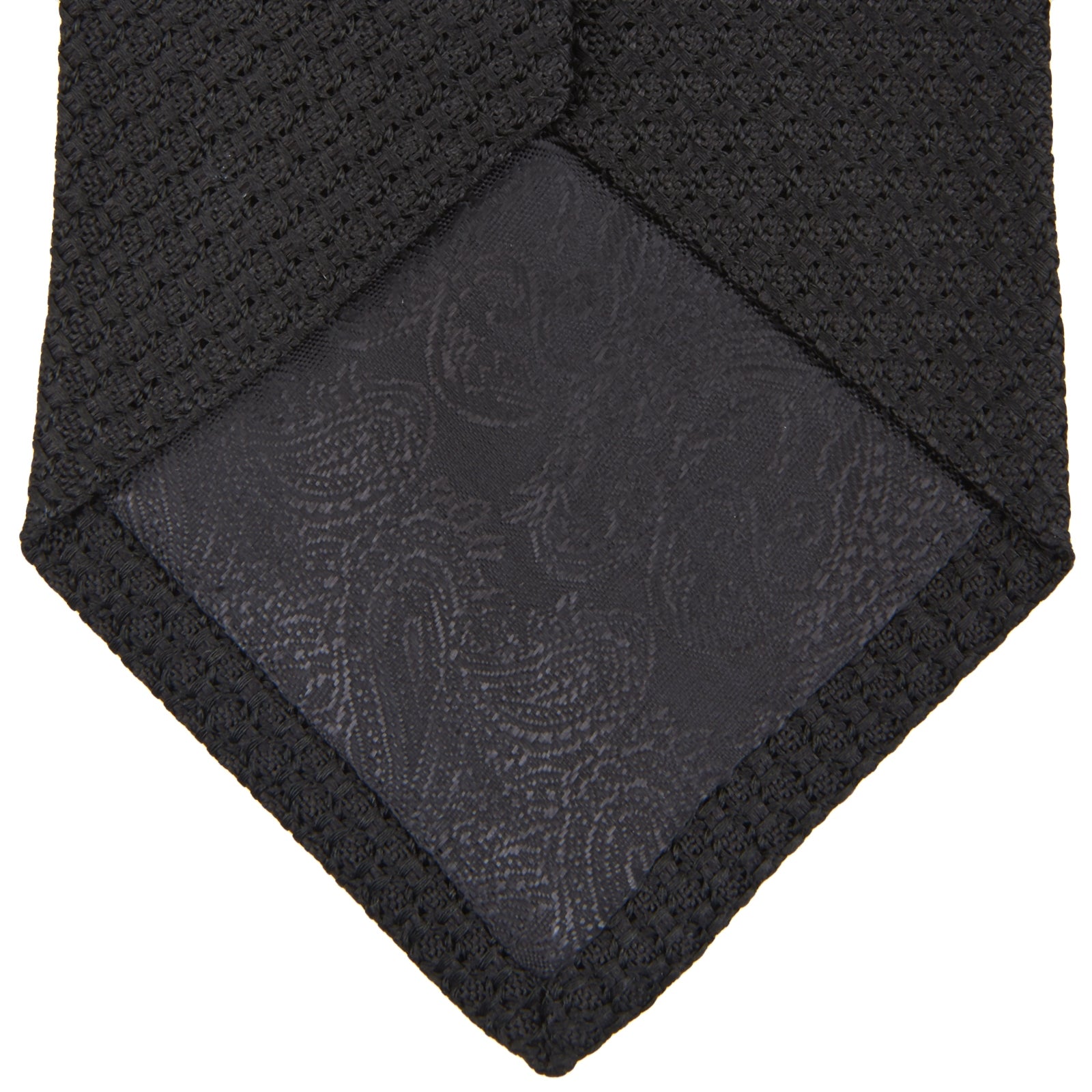 View 4 of product Slim Black Grenadine Silk Tie