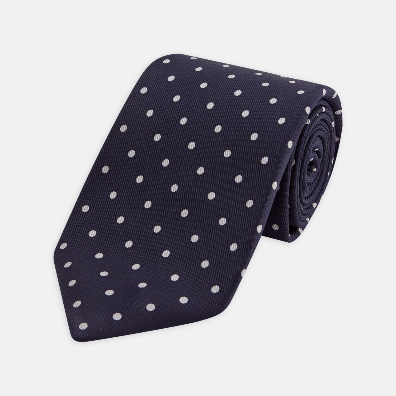 View 1 of product Seven-Fold Navy Churchill Spot Silk Tie