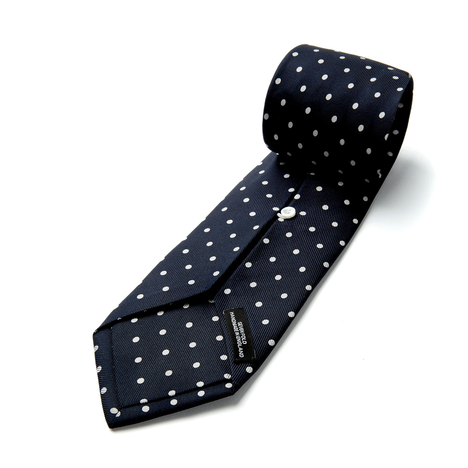 View 4 of product Seven-Fold Navy Churchill Spot Silk Tie