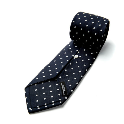 Seven-Fold Navy Churchill Spot Silk Tie Image 3