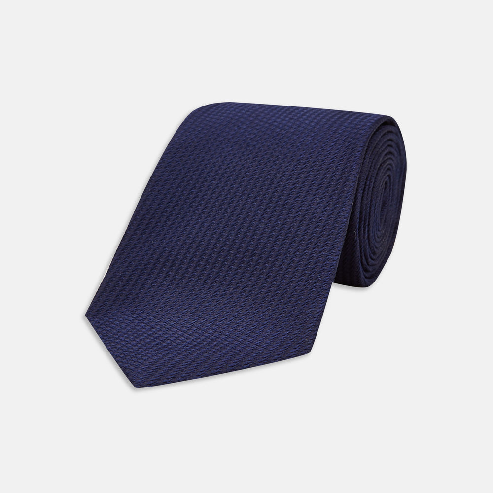 Long Navy Lace Silk Tie