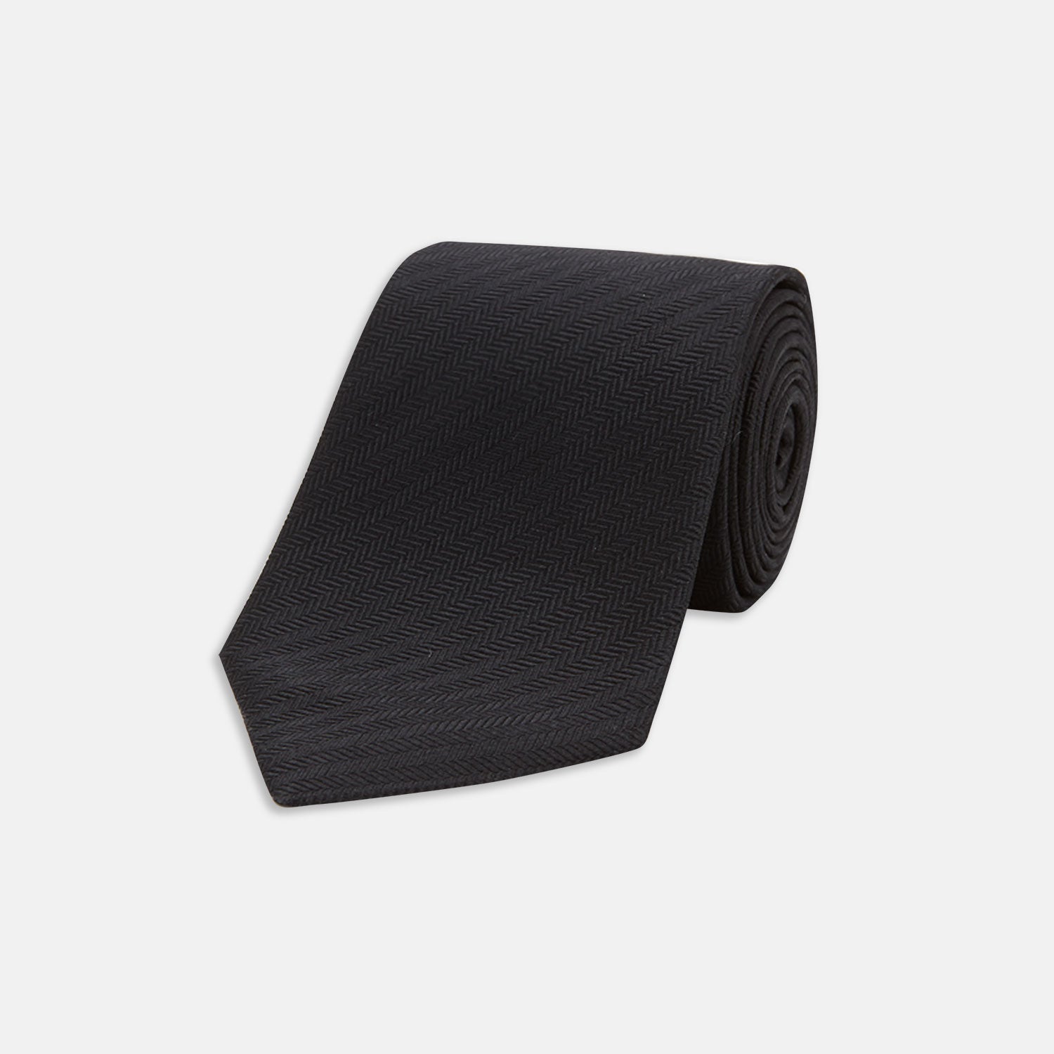 View 1 of product Black Herringbone Silk Tie