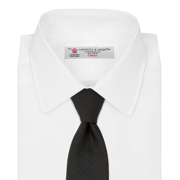 Black Herringbone Silk Tie Image 1