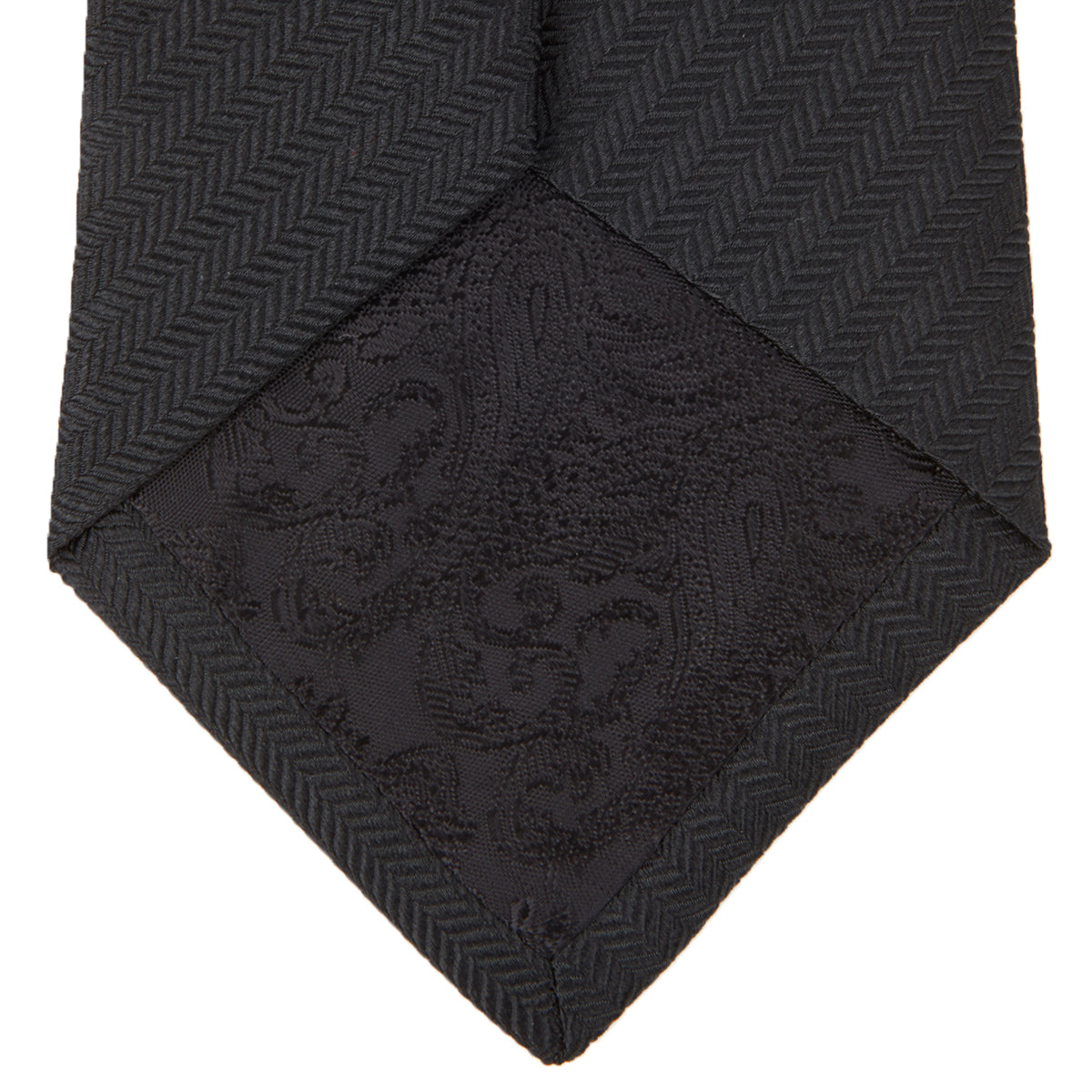 View 4 of product Black Herringbone Silk Tie