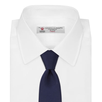 Slim Navy Plain Satin Silk Tie