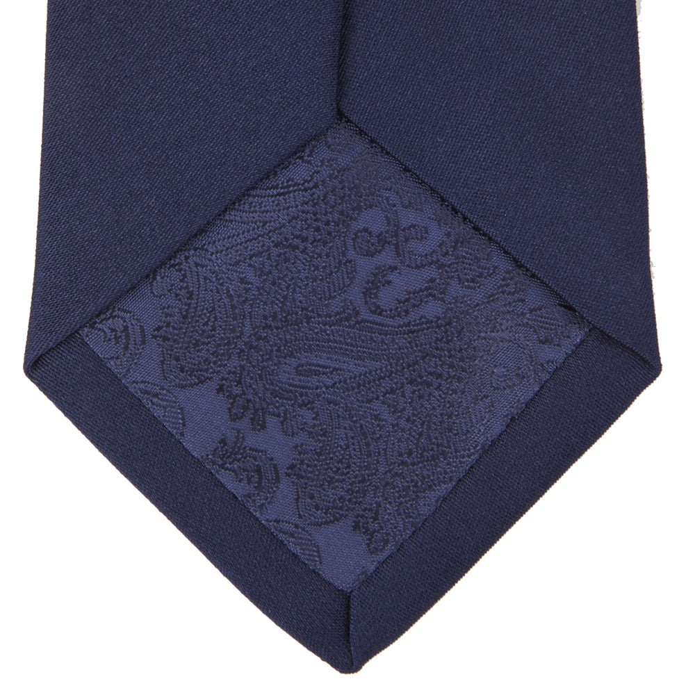 Slim Navy Plain Satin Silk Tie