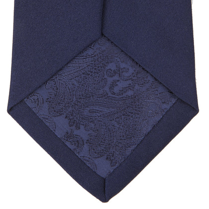 Long Navy Plain Satin Silk Tie Image 3