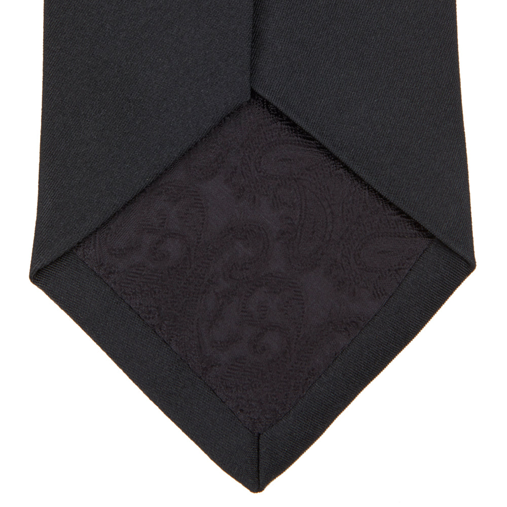 Black Plain Satin Silk Tie